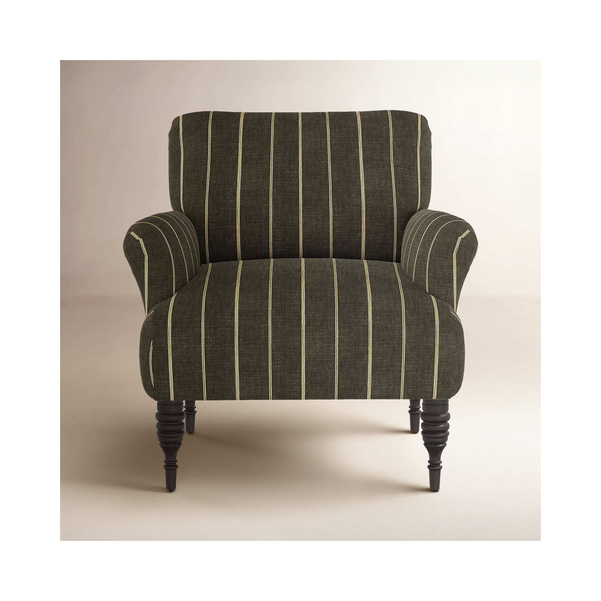 Allura Upholstered Armchair, Fritz Peppercorn Stripe