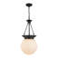 Madelyn 12-in Black Pendant with Opal Glass-292391034