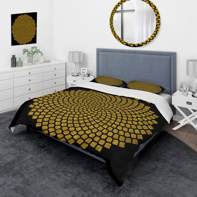 Graines de tournesol en spirale Fibonacci - ensemble de housse de couette moderne - microfibre de polyester