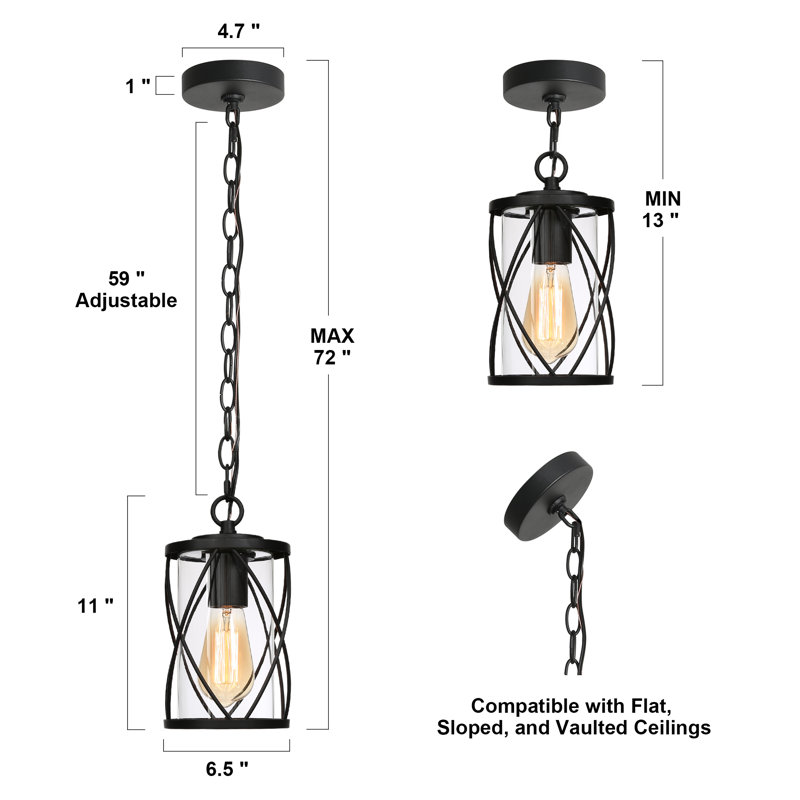 Luminaire suspendu d'extérieur 1 lumière Ezquiel