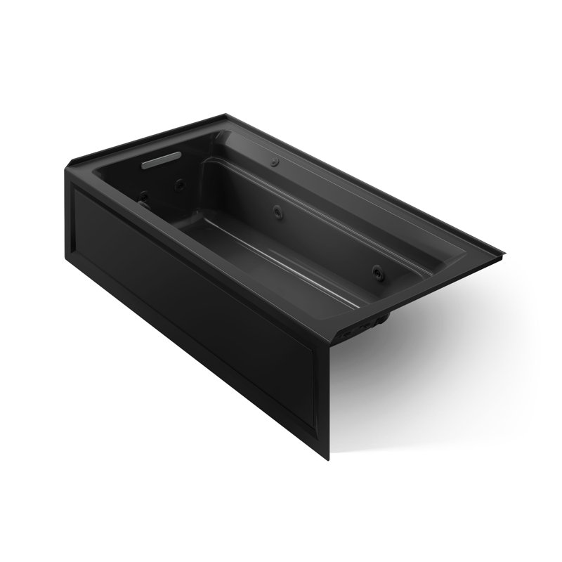 Archer 72-in X 36-in Integral Apron Whirlpool, Black, Left