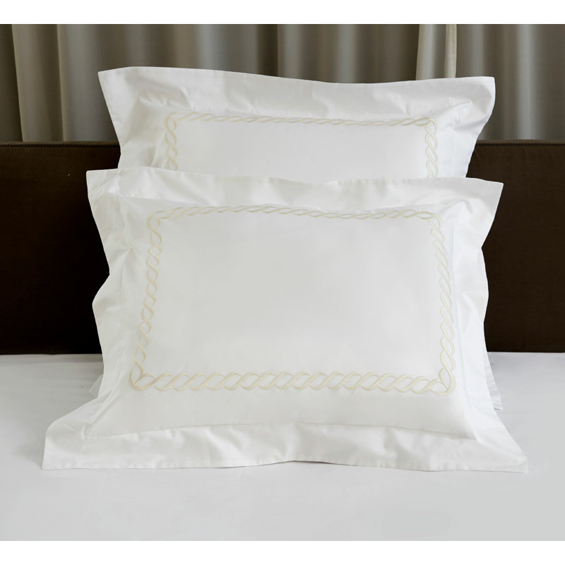 Soffio Geometric Pillow Sham, Standard Sham, White/Ivory