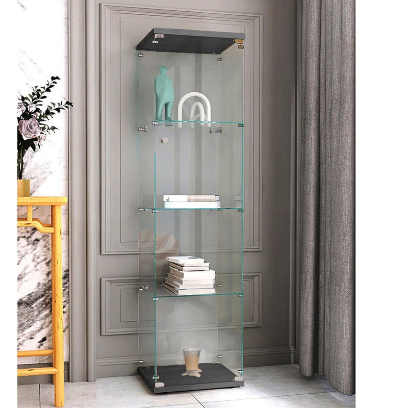 Vitrine à 4 tablettes en verre noir - et élégante pour la décoration de la maison