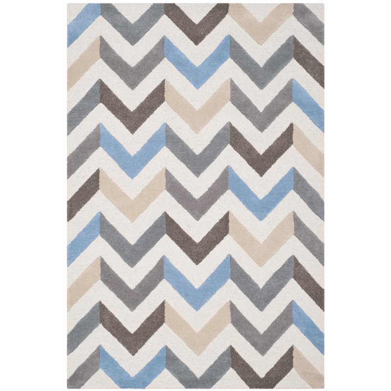 Tapis beige / ivoire en laine touffeté à la main Racyn Deedgra, Rectangle 2 pi 6 po x 4 pi