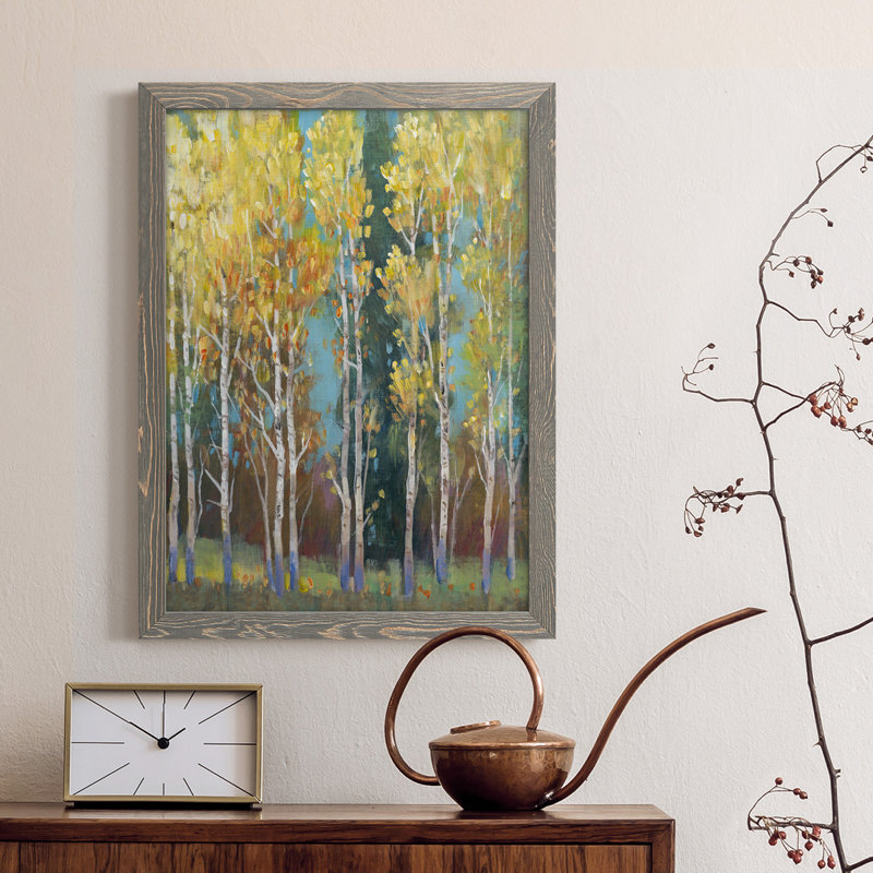 Aspen Grove I - reproduction d'art sur toile, Cadre gris