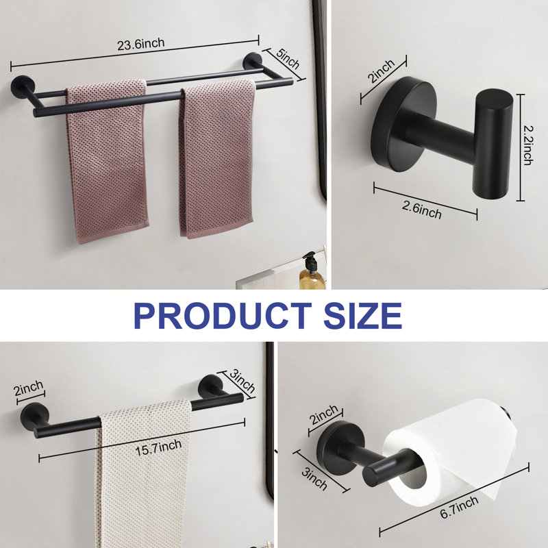 4 - Piece Bathroom Hardware Set, Matte Black