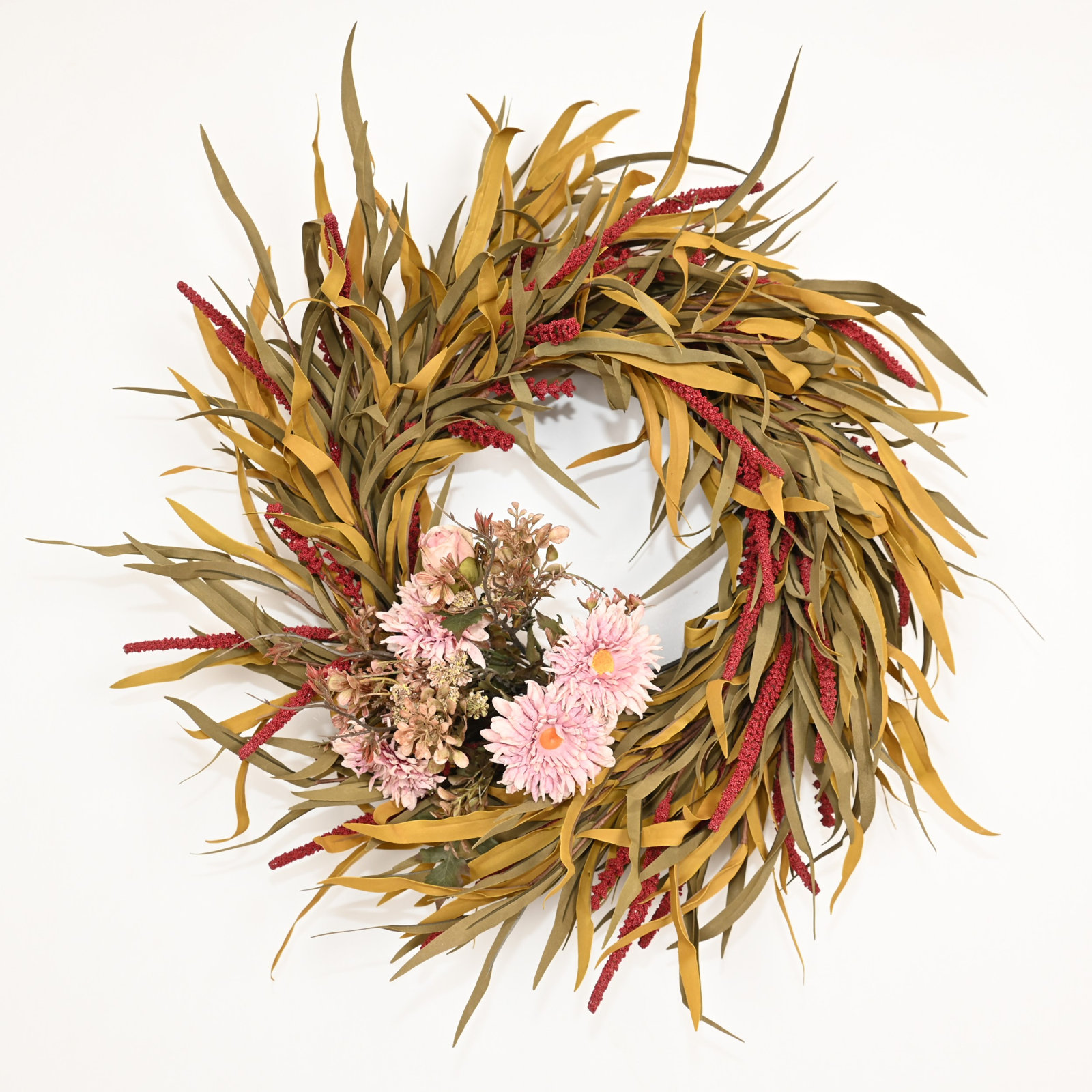 24" Handcrafted Orange Thanksgiving Wreath