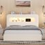 Upholstered Bed Frame, Storage Bed with LED and Charging Station
