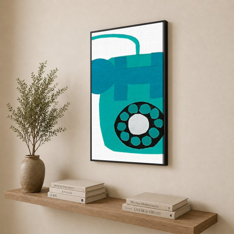 «Retro Téléphone Blue» par Jen Bucheli - Impression sur toile