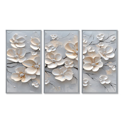 Ensemble de décoration murale lilas blanc Melody IV - Pétunias