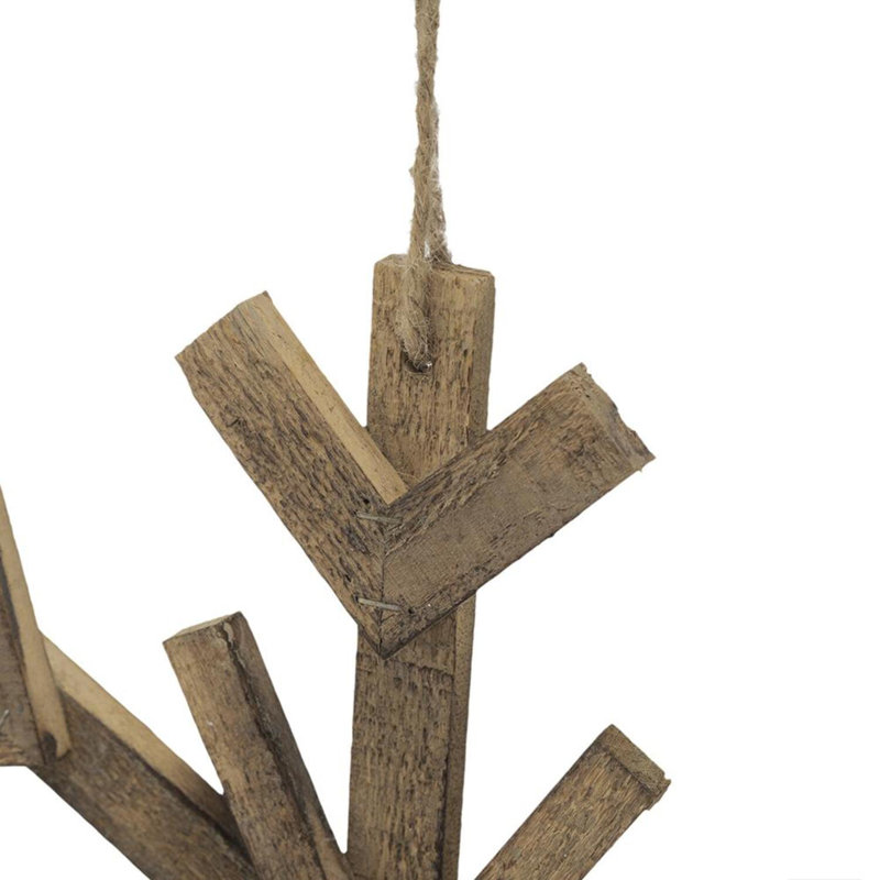 Ornement en bois flocon de neige - brun, H 17,7 po x l 17,7 po x P 0,8 po