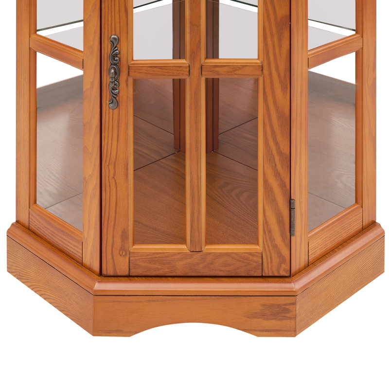 Commode de coin en chêne avec 5 tablettes et 5 tablettes en chêne