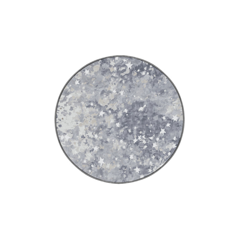 Machine Washable Gray Area Rug, Round 5'