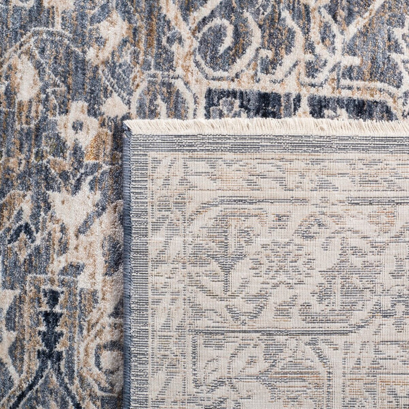 Tapis bleu marine en polyester tissé à la machine Ralph Lauren Emeril, Rectangle 6 pi x 9 pi