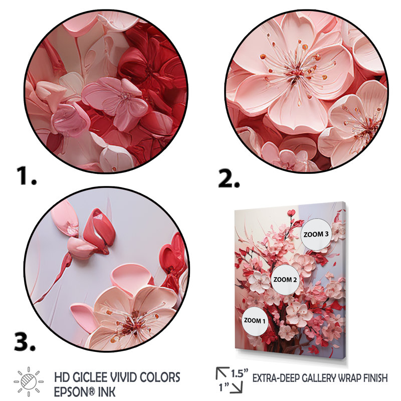 «Pink Orchard Tree Ballet Of Cherry Blossoms IV», art mural cerisier, Cadre doré simple, H 44 po x l 34 po x P 1,5 po
