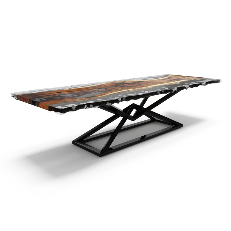 Table de salle à manger à piédestal en acier Abruzzo, L 42 po x L 72 po