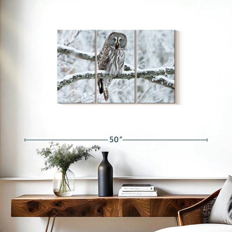 Great Grey Winter Owl, 20" H x 33" W