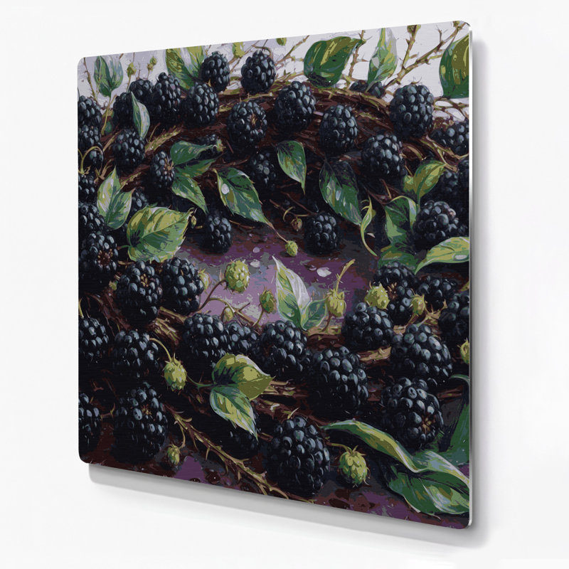 Fruit Raspberry Black Purple Metal Wall Art, 16" H x 16" W