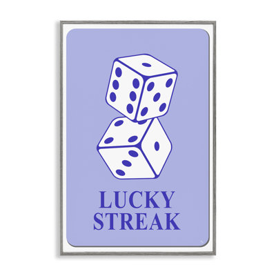  «Blue Lucky Streak Dice», art de la giclée encadrée par Martina Pavlova