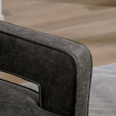 Fauteuil pivotant d'appoint de 73,4 cm de large, dossier ouvert, style tonneau, canapé moderne et confortable avec base patinée, idéal pour chambre d'enfant, chambre à coucher, salon, hôtel ou bureau ; fauteuil club de détente avec accoudoirs (gris, PU)