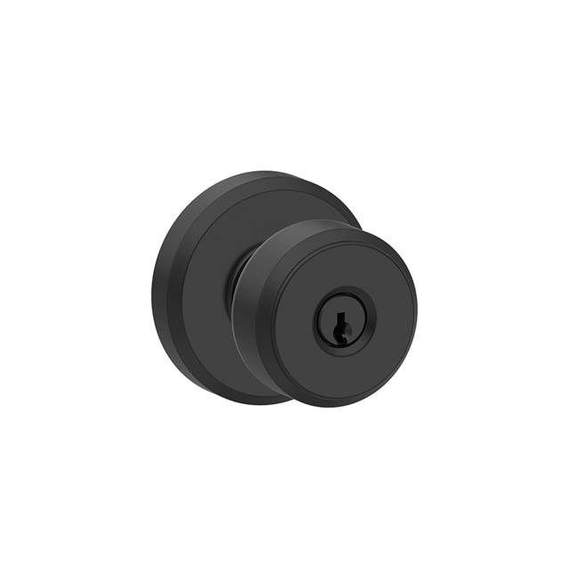 Bowery Keyed Entry Knob with Greyson Trim, Matte Black
