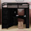 Lit mezzanine avec grande armoire intégrée, bureau-1135085070