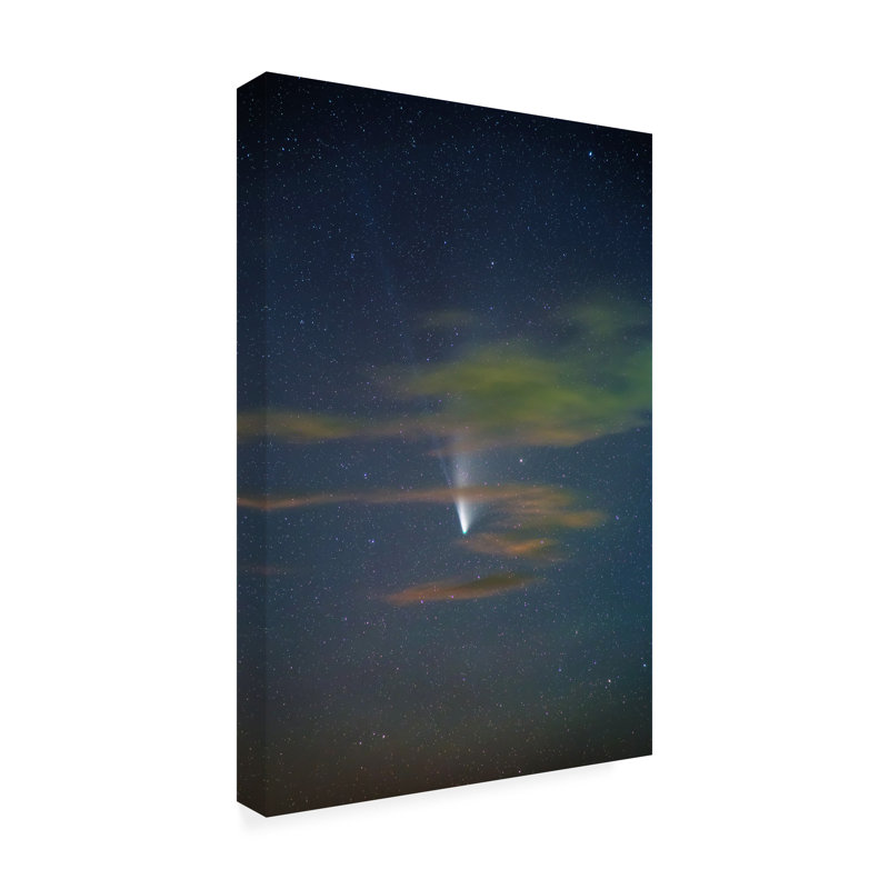 Wrapped Canvas Wall Art - Royce Bair 'Comet Through Cosmos' Wall Art for Living Room, Bedroom, or Office Décor  - 16x24
