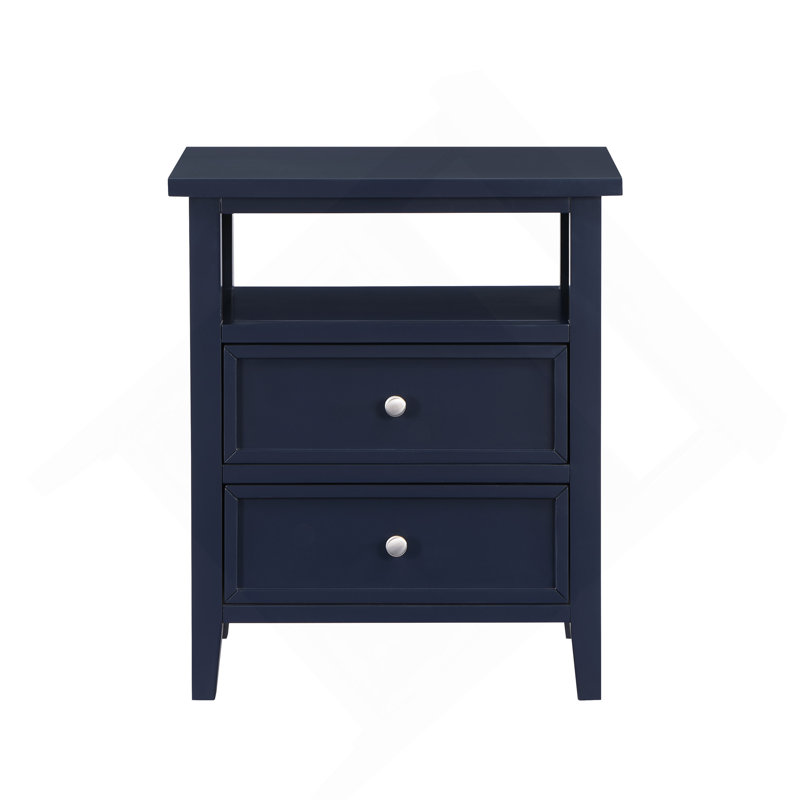 Weston Midnight Blue 2 Drawer Nightstand, Dark Blue