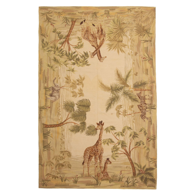 Tapisserie Dynasty kaki kilim 5 pi 0 po x 8 pi 0 po