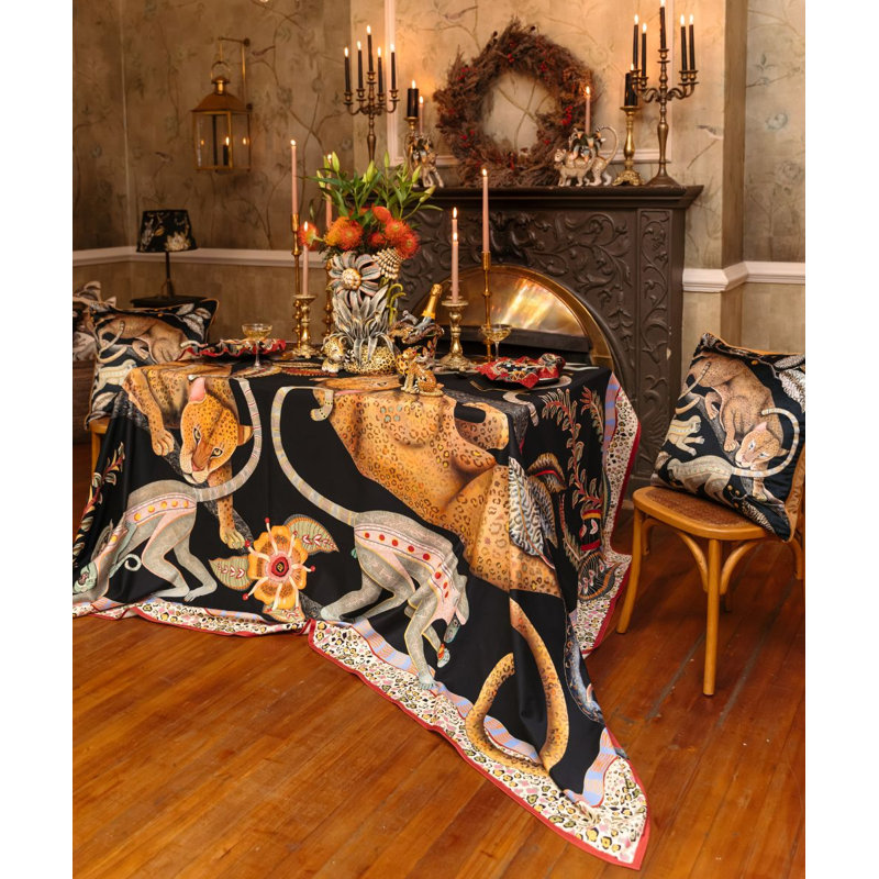 Monkey Tales Tablecloth - Cotton, 138" L, Night