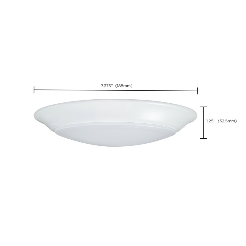 Vilkoski Acrylic LED Flush Mount, White, 1.28" H x 7.4" W x 7.4" D, 5000