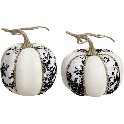 Fall 2 Piece Black/White Pumpkin Set
