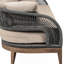 Canapé d'extérieur Orbit en bois d'eucalyptus vieilli avec corde grise et coussins en oléfine taupe