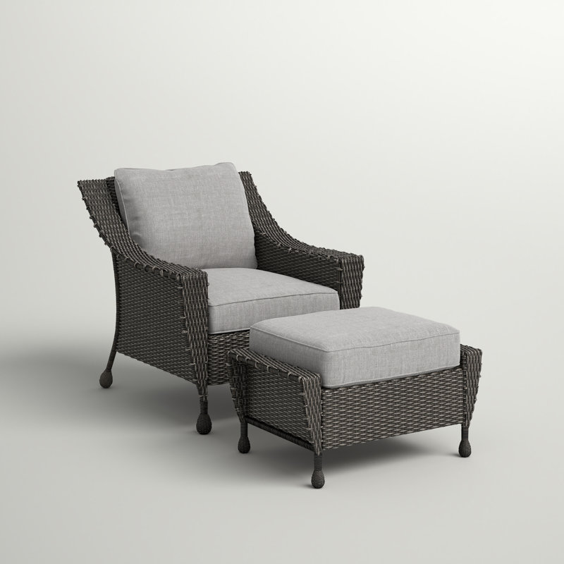 Chaise de patio avec coussins et repose-pieds
