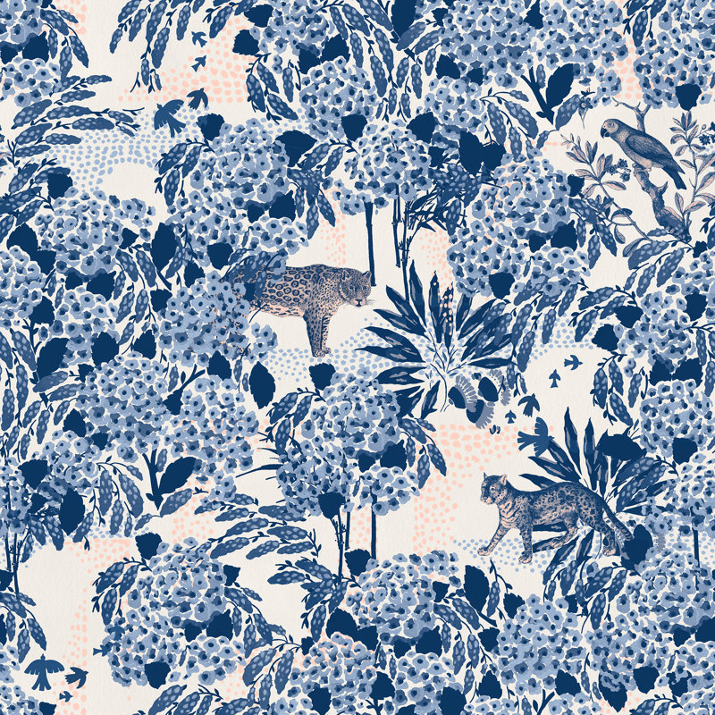 Yuki Osada Floral Wallpaper Double Roll, Blue/White