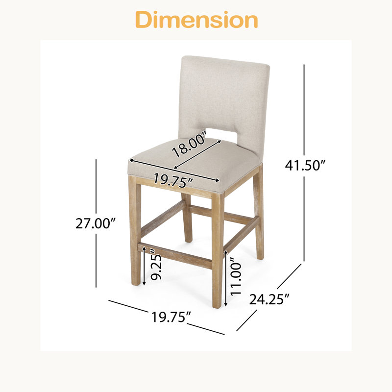 Tabourets de comptoir, ensemble de 2, Siège beige / structure blé