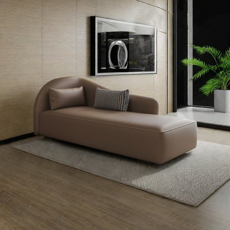 Chaises longues confortables en éponge et en bois massif, Brun, Orienté à gauche (vu de face)