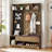 Multifunctional Hall Tree With Removable Linen Cushioned Storage Bench,DIY Pegboard And 4 Hooks-1855542554