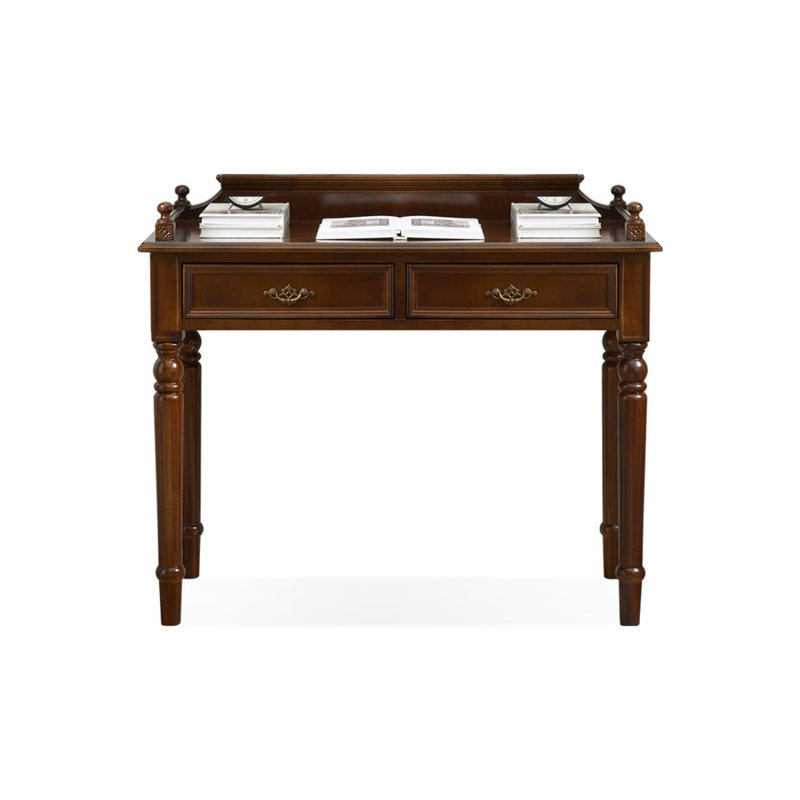 Bureau rectangulaire en bois massif brun noisette avec 2 tiroirs, H 29,92 po x l 47,24 po x P 17,72 po