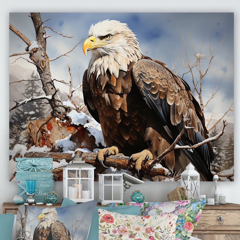 Aigle brun résiliant audacieux sur toile, Toile tendue, H 30 po x l 40 po x P 1,5 po