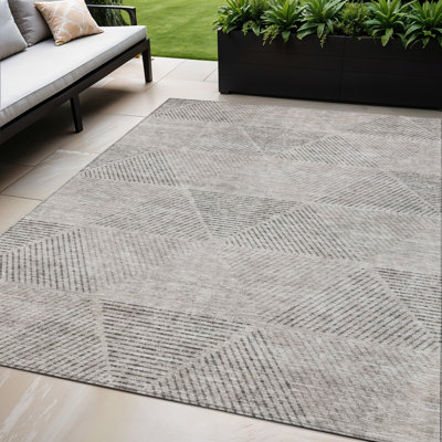 Tapis d'intérieur lavable géométrique brun 5 pi x 8 pi