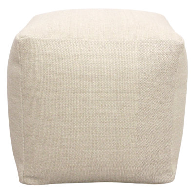 Remi Pouf In Handwoven Contemporary Orange Wool