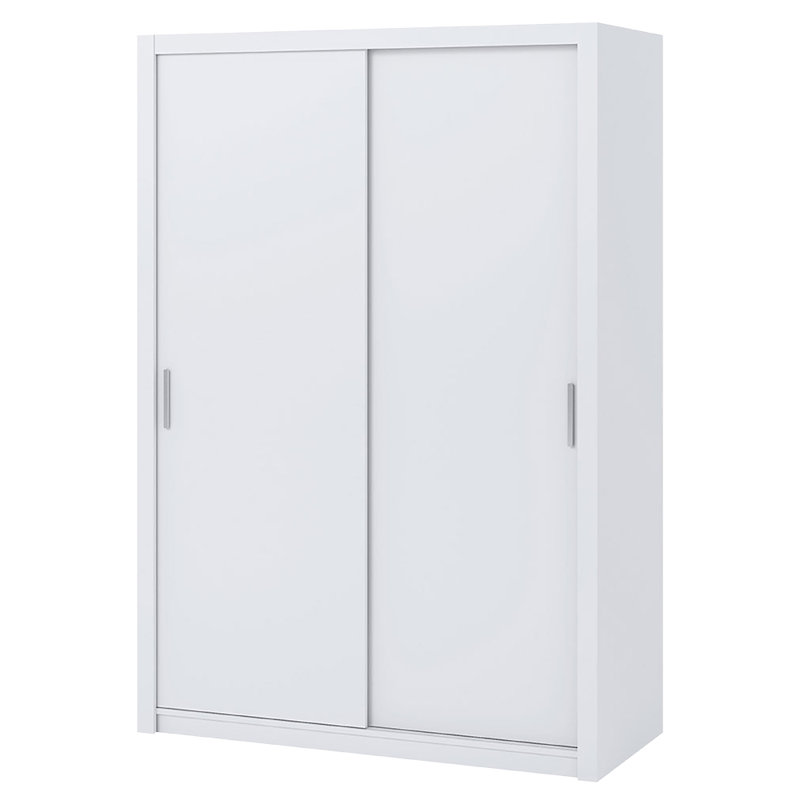 Frazierii 2 Door Manufactured Wood Wardrobe, White, 215cm H x 150cm W x 62cm D