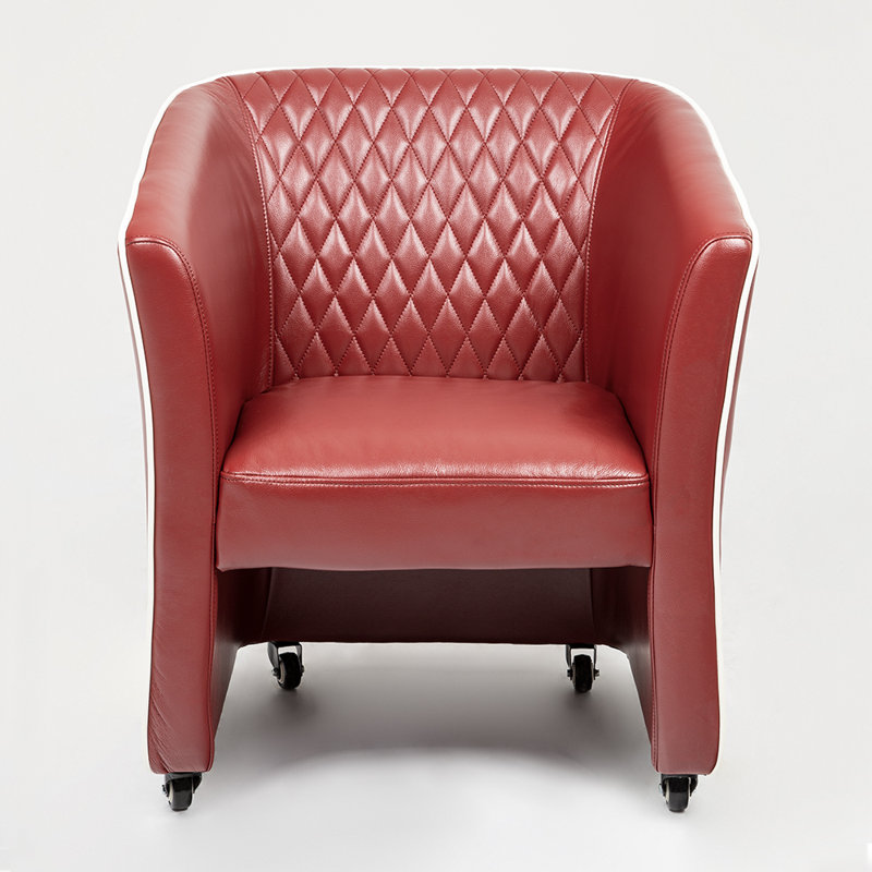 Nitya Faux Leather Club Chair, Red Faux Leather