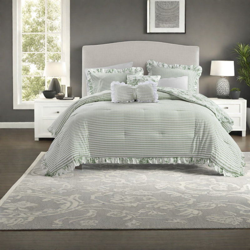 Premium King Bedding Sets, Soft Polyester, Modern Floral Ruffle for Home