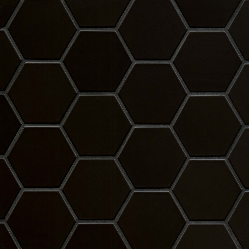 Carreau de céramique 4 po x 5 po Hedron, Noir