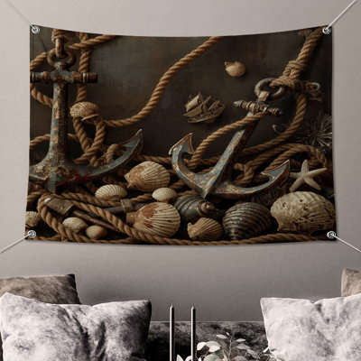 Rope Anchor Shells Wall Tapestry - Nautical Wall Decor