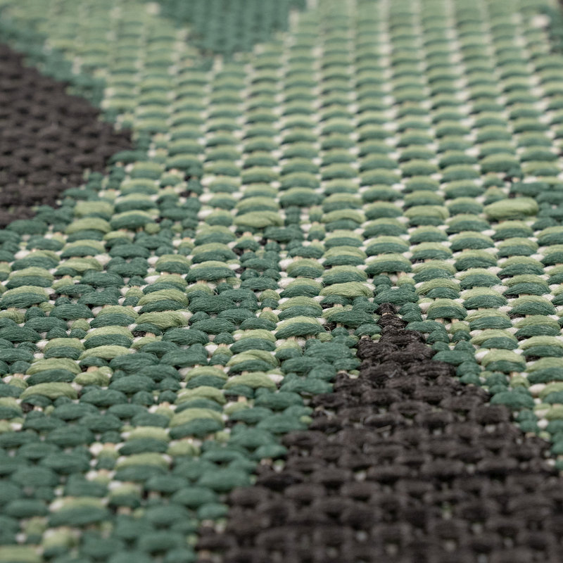 Tapis intérieur / extérieur en polypropylène à motif floral Gagny, Black/Green, Rectangle 2 pi 8 po x 4 pi 11 po