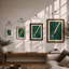Teal Guitar Study Mid-Century - Framed Print-2092623946-2092603319