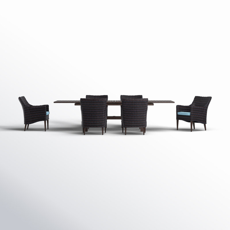 Keiser 84'' Rectangular 6 - Person Outdoor Dining Set with Cushions, Blue